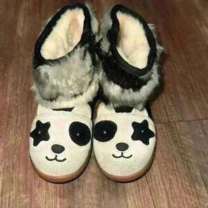 Kids Panda Stuffie Black‎ & White Faux Fur UGG Boots size 7